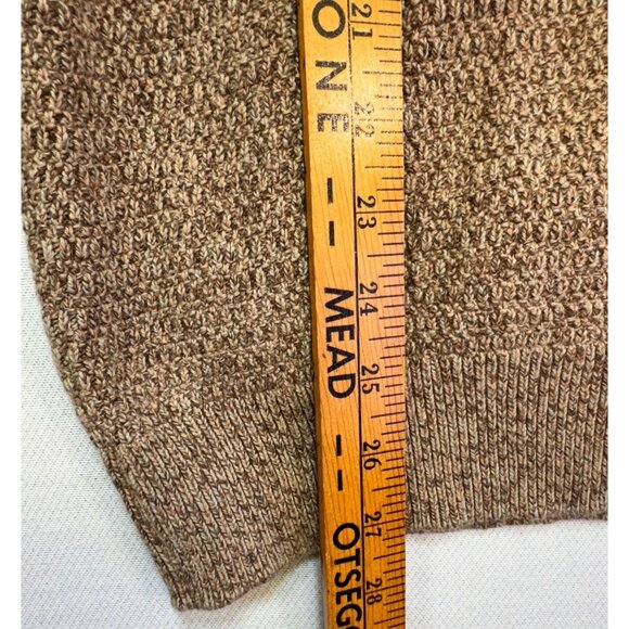 Chaps Mens Button Collar Sweater S Brown Elbow Patch 100% Cotton - Picture 6 of 13